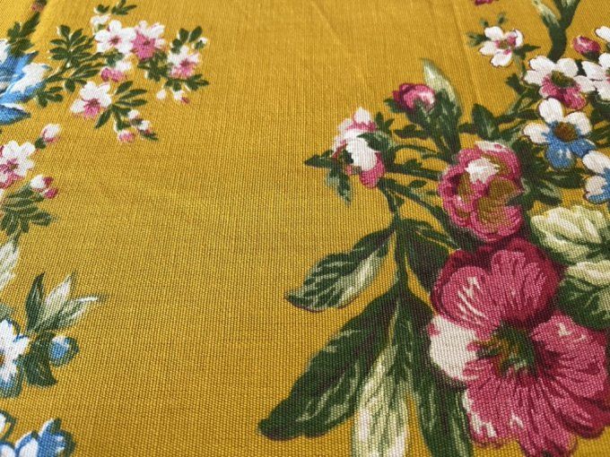 Coupons de tissu vintage "Rebecca" – Laurent Stève pour Boussac, années 1960 – Motif floral rare