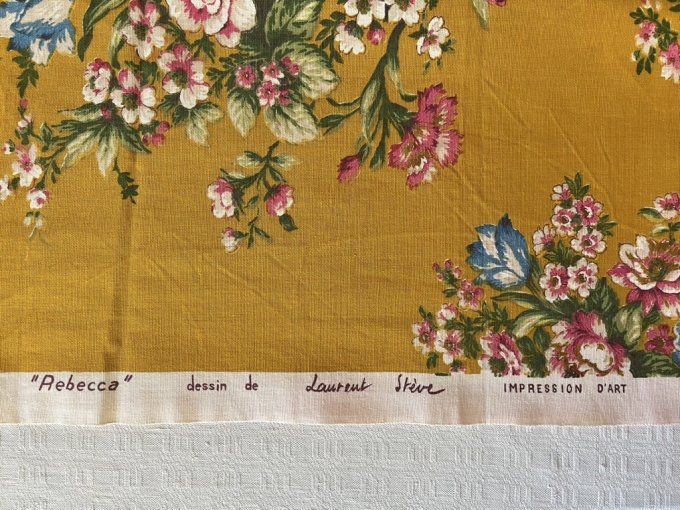 Coupons de tissu vintage "Rebecca" – Laurent Stève pour Boussac, années 1960 – Motif floral rare