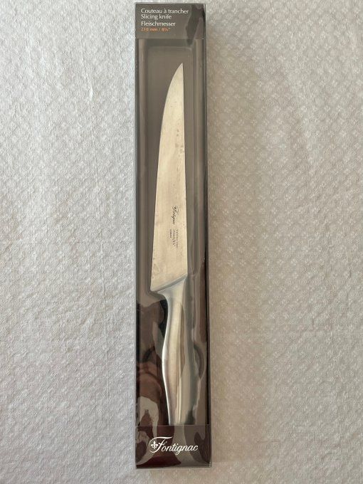 Couteau de cuisine, à trancher, en inox,  210 mm. Neuf en boîte