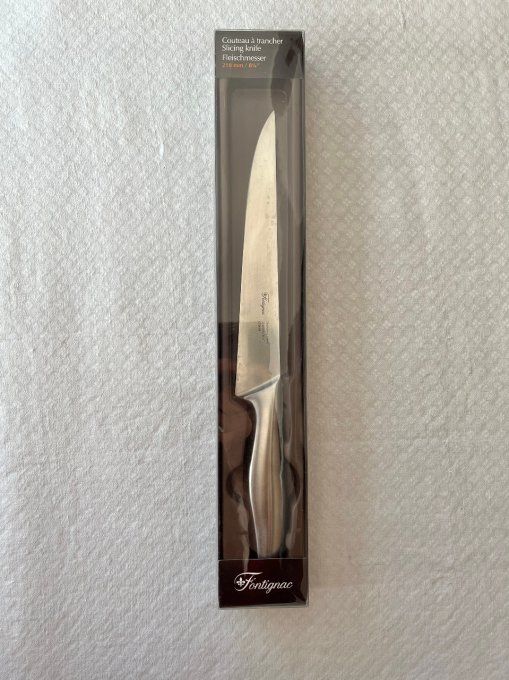 Couteau de cuisine, à trancher, en inox,  210 mm. Neuf en boîte