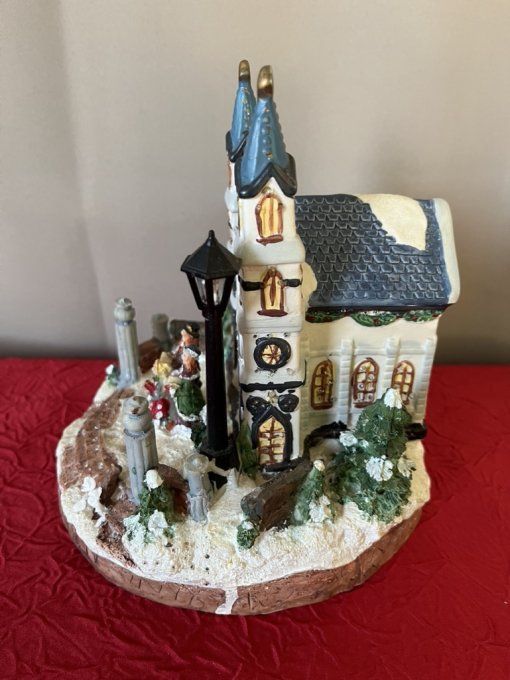 Décoration De Noël, maison lumineuse  et musicale, Église en Céramique