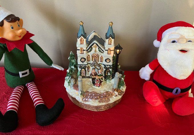 Décoration De Noël, maison lumineuse  et musicale, Église en Céramique