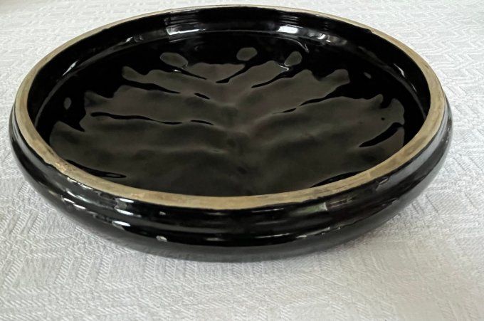 Dessous de plat en céramique, "Arbre de vie" noir et doré, vintage