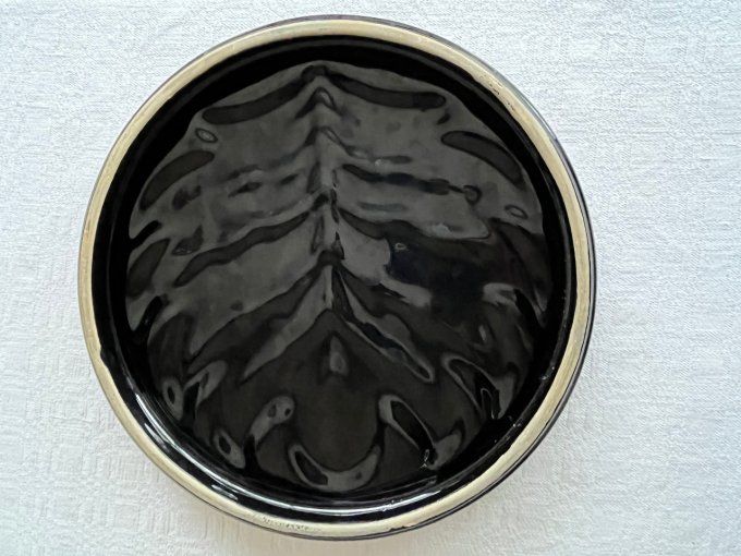 Dessous de plat en céramique, "Arbre de vie" noir et doré, vintage