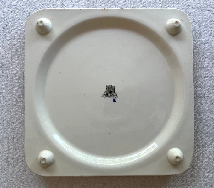 Dessous de plat GIEN décor renaissance italienne faïence Bleue 1938/1960