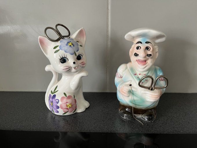 Dévidoir, tire ficelle en forme de cuisinier, vintage