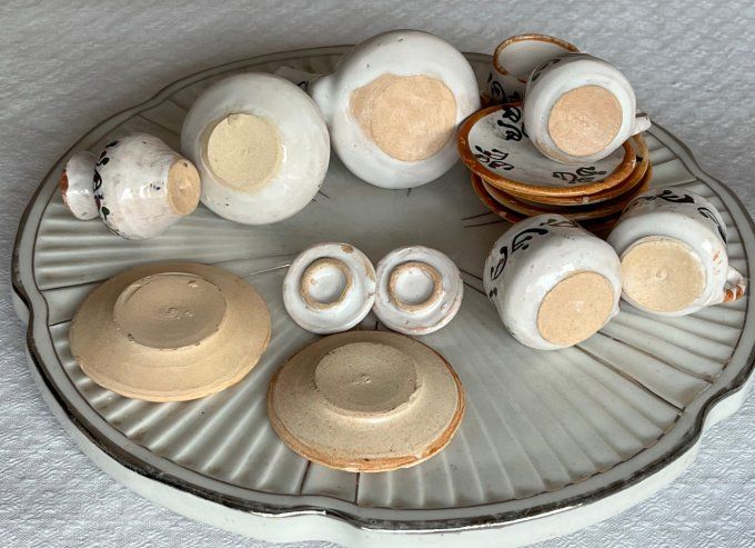 Dinette vintage, service à thé miniature pour maison de poupée