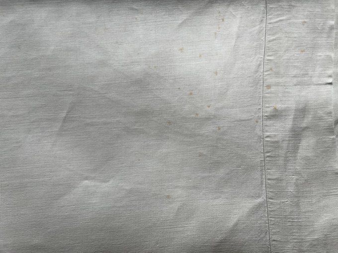 Drap ancien, broderie FR en lin,  207 X 334 cm