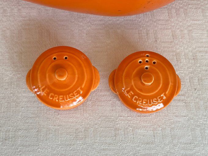 Duo neuf, salière et poivrière orange, Le Creuset