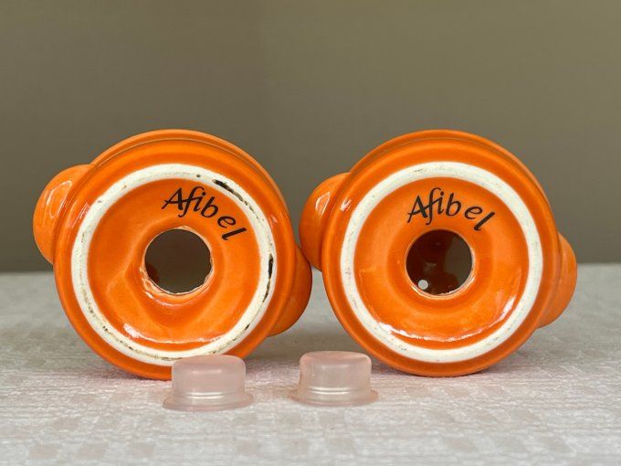 Duo neuf, salière et poivrière orange, Le Creuset