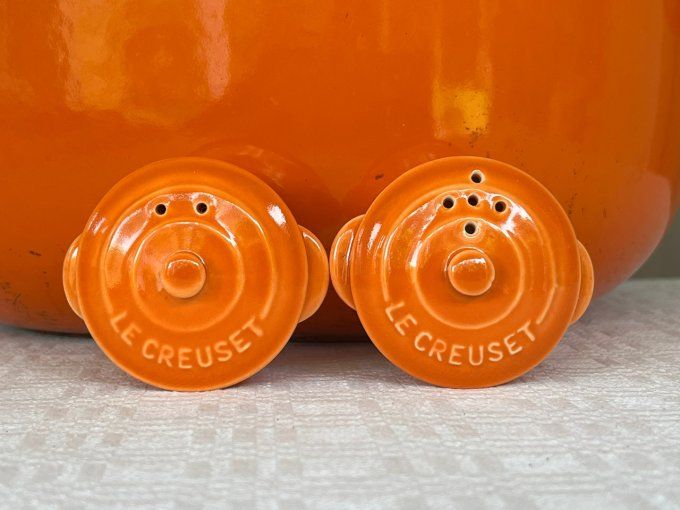 Duo neuf, salière et poivrière orange, Le Creuset