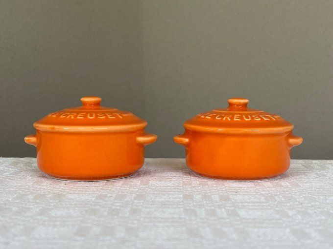 Duo neuf, salière et poivrière orange, Le Creuset