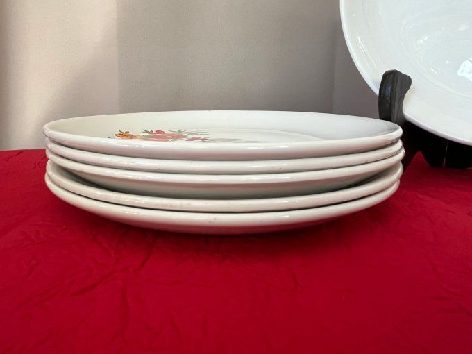 Ensemble de 6 petites assiettes vintage, decor 70's, Orchies, Le Moulin Des Loups