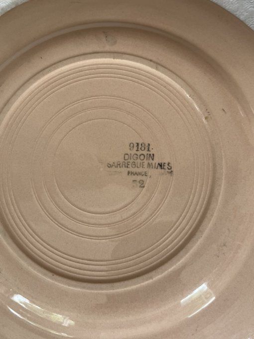 Ensemble de table, 3 assiettes et 1 plat, assiettes Digoin Sarreguemines, modèle 9181