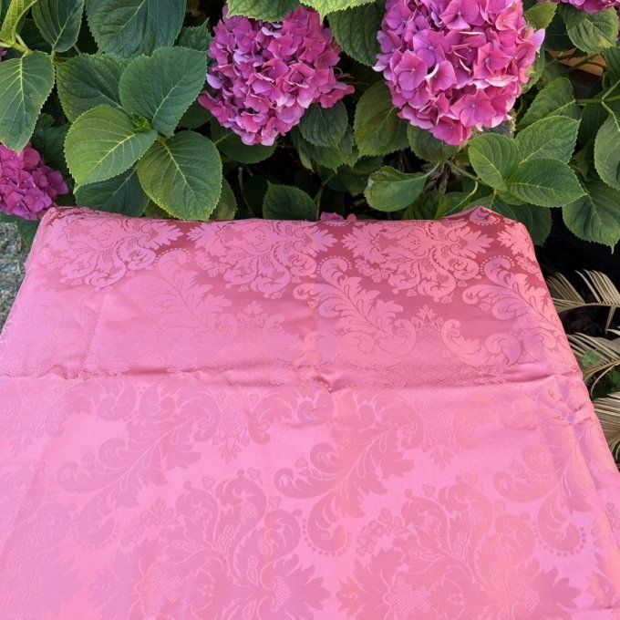 Ensemble Neuf, Linge de Table Jacquard Vieux Rose - Grande Nappe rectangle et 9 Serviettes Assorties