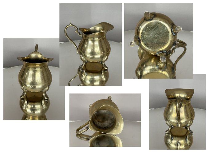 Ensemble vintage en laiton EPNS – Théière, cafetière, sucrier et pot à lait – Années 50