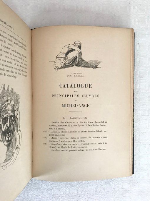 Exemplaire rare ! Ancien livre, Michel Ange, sa vie, son œuvre, 1893, L. Roger- Milès