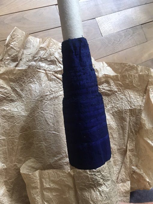 Grand coupon de tissu de soie sauvage, Bleu roi / marine, Provenance Inde