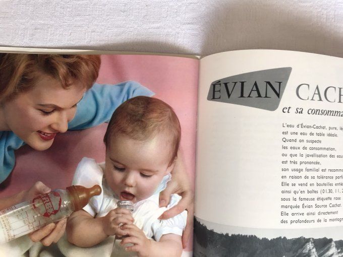 Publicité Évian, brochure sur la station thermale 1958 et flyer 