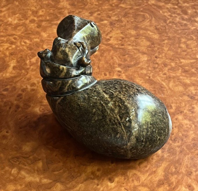 Figurine d'Hippopotame en pierre sculptée, presse papier