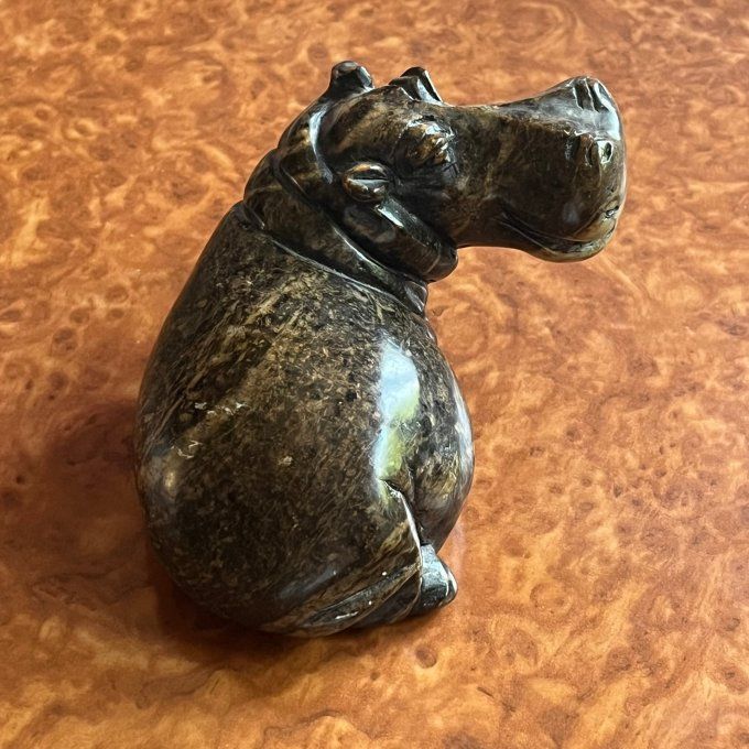 Figurine d'Hippopotame en pierre sculptée, presse papier