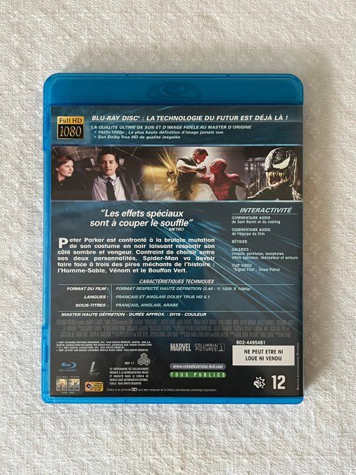 Film, Blu-Ray disc Spider-Man 3, DVD Marvel de 2007