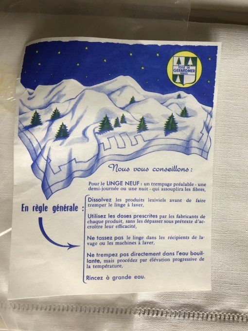 Grand Drap Ajouré, Métis Fleur Bleue, Toile de Gérardmer, Neuf