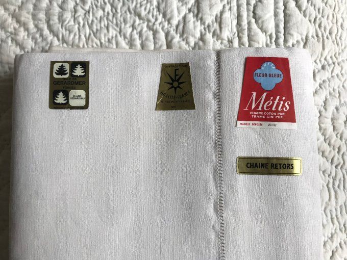 Grand Drap Ajouré, Métis Fleur Bleue, Toile de Gérardmer, Neuf
