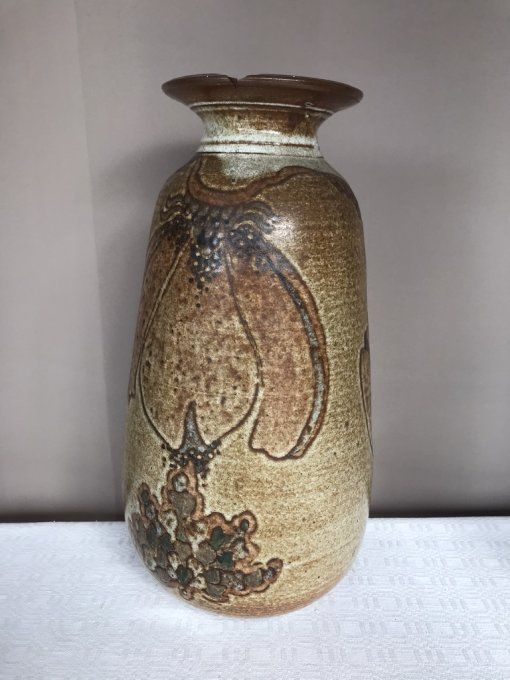 Grand vase en céramique, signé SELLIER, Langeais. Vintage