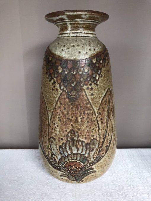 Grand vase en céramique, signé SELLIER, Langeais. Vintage