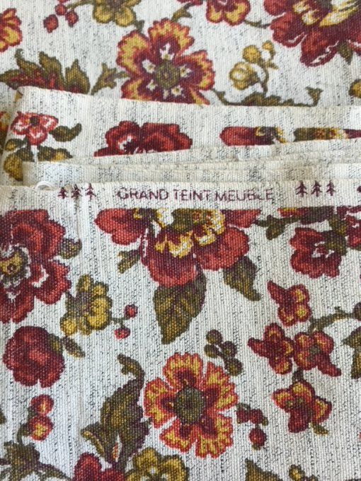 Grands doubles rideaux, Coupon tissu vintage fleuri