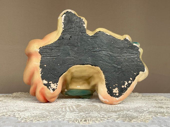 Ancienne statuette en plâtre, femme avec chiens, Art déco  