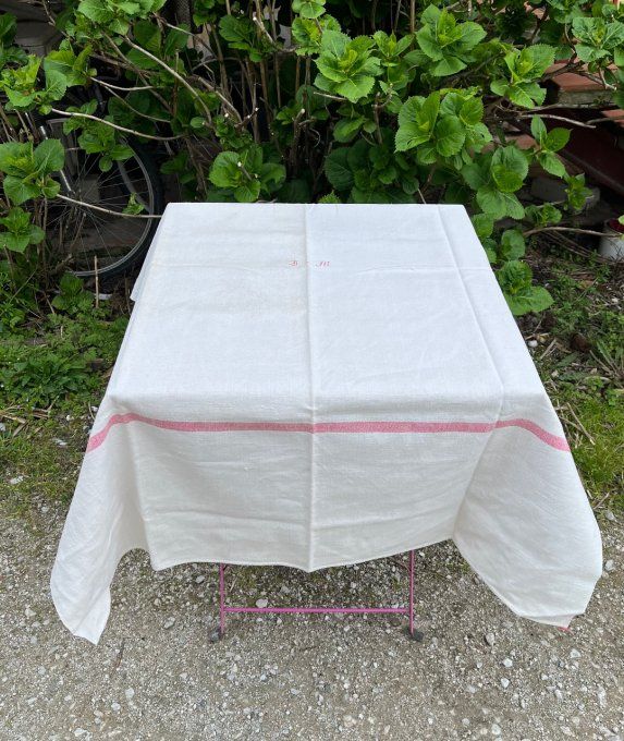 Nappe de vigneron ancienne, initiales JM, en métis ou chanvre
