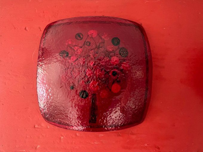 Vide poche, coupelle rouge de Murano, Arbre de vie, decor Millefiori