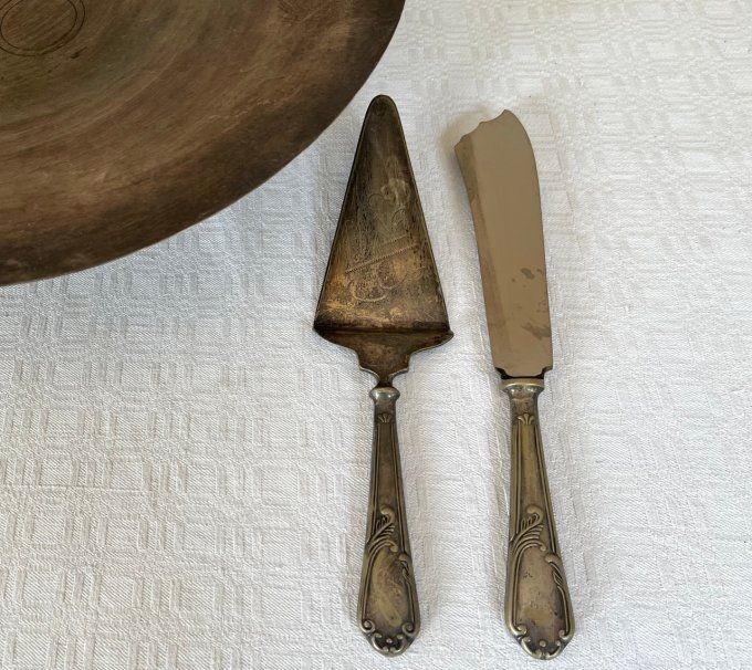 Anciens couverts de service, pelle à tarte et couteau à gâteau