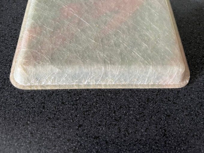 Petit plateau rectangle en fibre de verre, vintage au décor tropical avec un perroquet