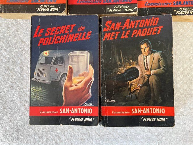 5 Anciens livres, Commissaire San Antonio, Éditions Fleuve noir, Ouvrages des années 50/60