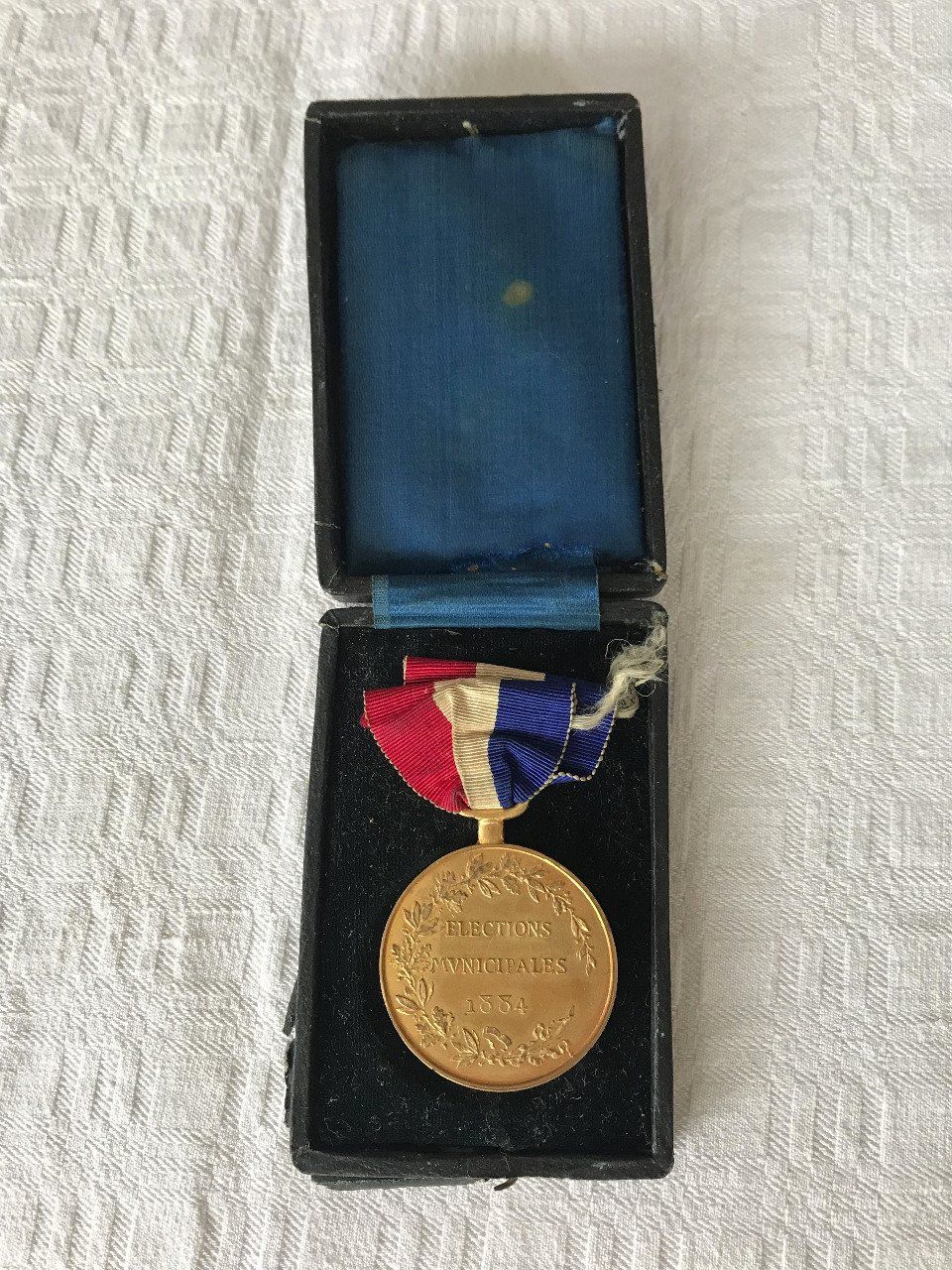 Médaille des élections municipales 1884 - République Française, Avec son coffret