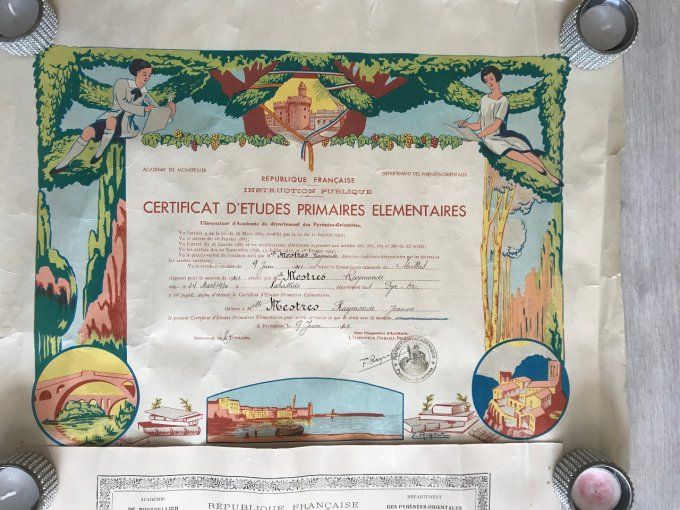 Vieux papiers, Anciens diplômes d'études, d'aptitude, de maitresse