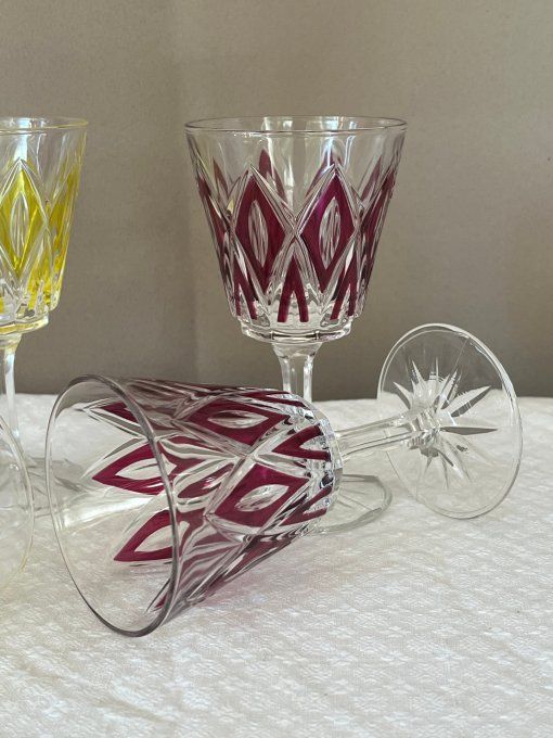 Lot de 6 verres à vin blanc Arlequin, vintage 