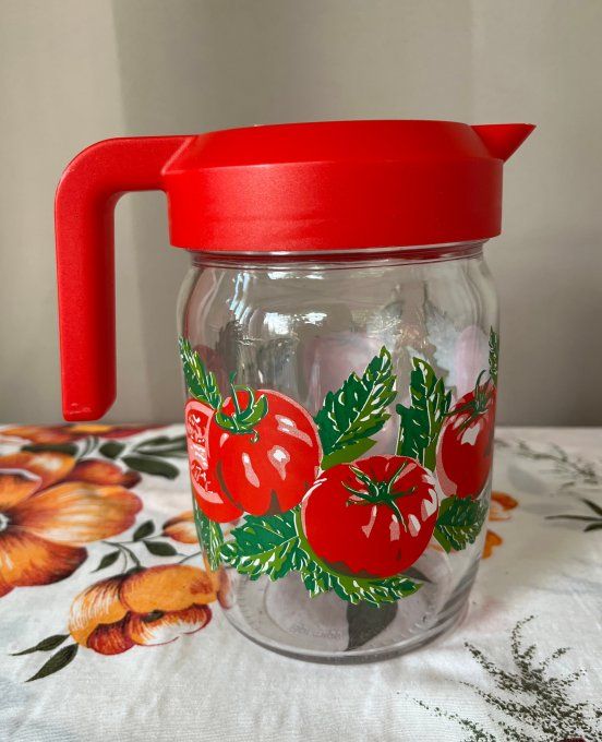 Lot vintage, 1 pichet tomate neuf et 1 pot plastique Henkel 