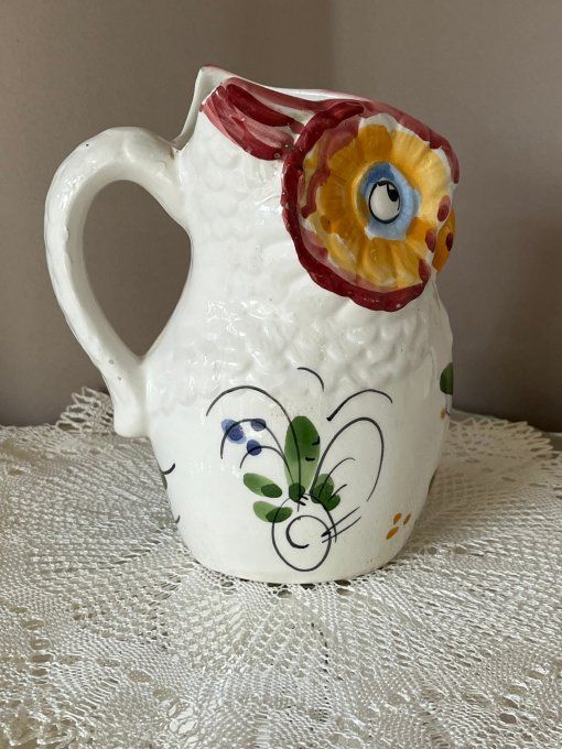 Chouette ! Une carafe en céramique vintage, barbotine en forme de chouette 