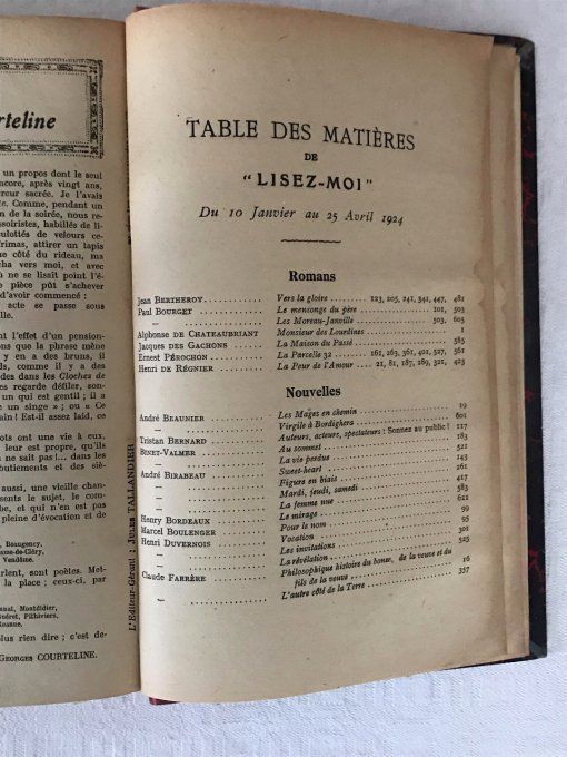 Livre, Lisez-moi, VI 1924, La Bibliothèque idéale. Magazine littéraire