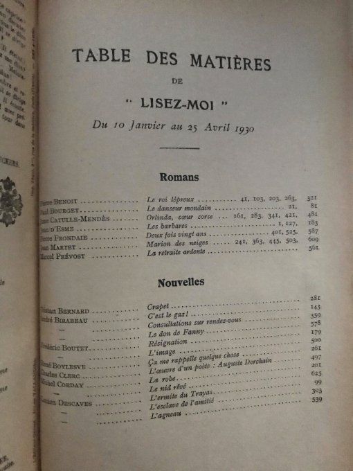 Livre, Lisez-moi, XXIV 1930, La Bibliothèque idéale. Magazine littéraire