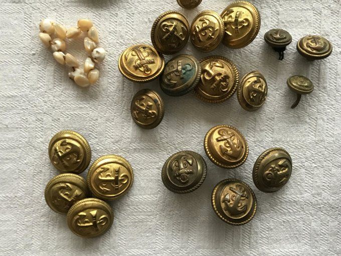 Lot de boutons anciens, Navy, marine nationale + divers