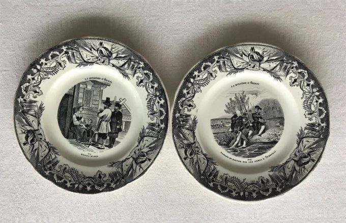 2 Assiettes commémoratives sur 'La question d'orient'  Creil et Montereau, XIXe siècle