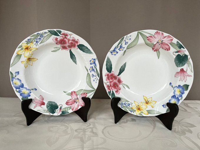 2 Assiettes creuses Villeroy & Boch, modèle Flora Bella