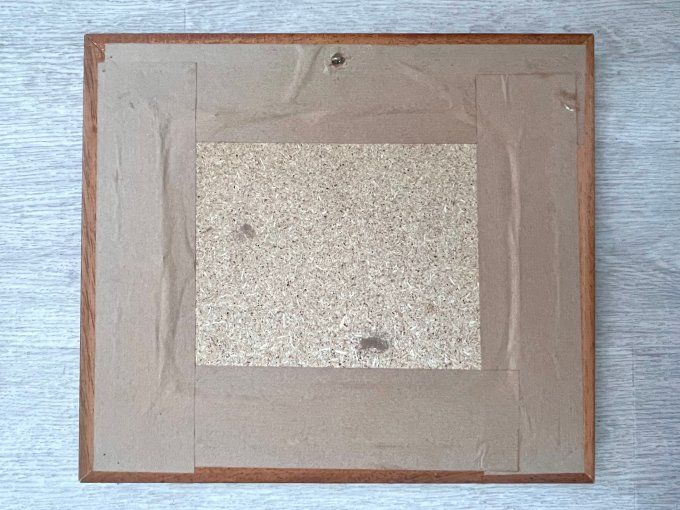 Tableau en Émaux d'Art "La Moisson" - Scène Rurale Ancienne, cadre en bois