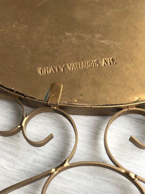 Magnifique miroir signé CHATY VALLAURIS A.M signé, en fer forgé, Vintage 
