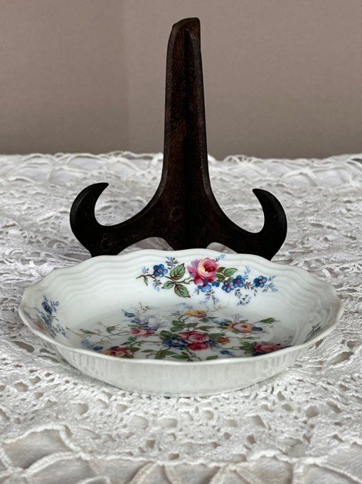 Petite Assiette fleurie, Décorative Limoges France et son Support